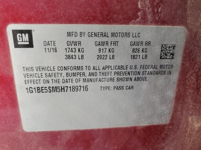 2017 CHEVROLET CRUZE LT - 1G1BE5SM5H7189716