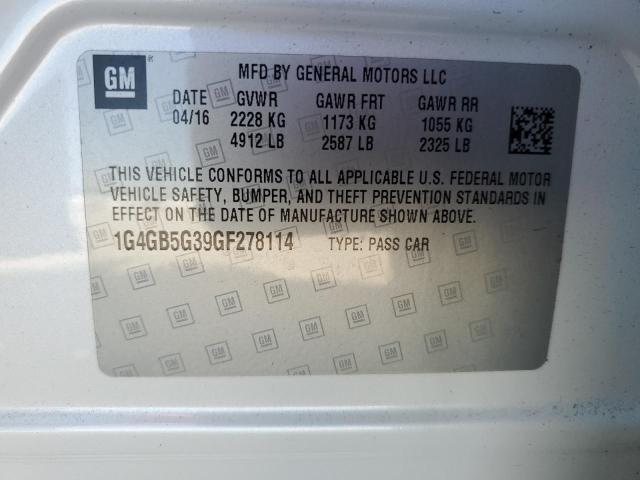 2016 BUICK LACROSSE - 1G4GB5G39GF278114