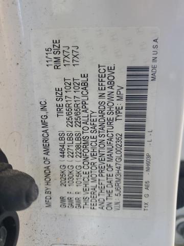 2016 HONDA CR-V SE - 5J6RM3H47GL002352