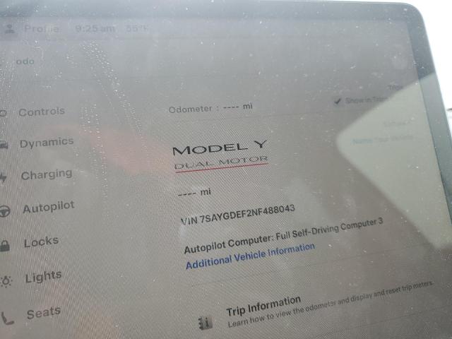 2022 TESLA MODEL Y - 7SAYGDEF2NF488043