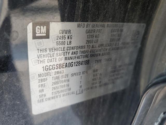 2016 CHEVROLET COLORADO - 1GCGSBEA0G1284188