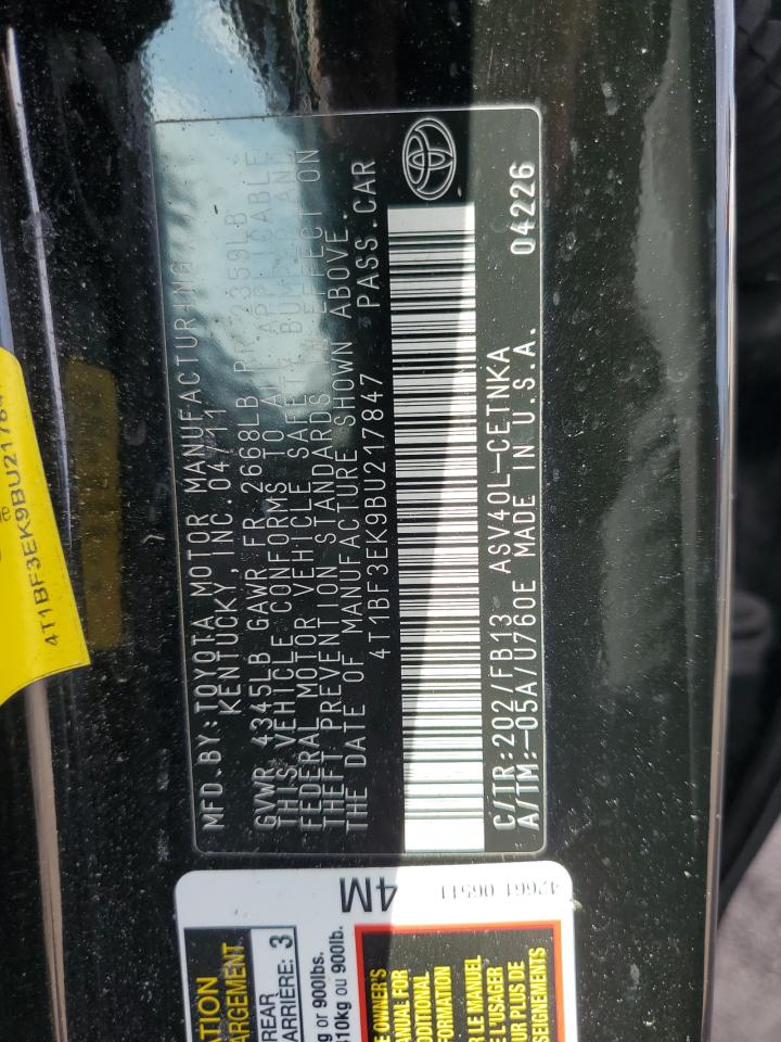 Lot #3310408030 2011 TOYOTA CAMRY BASE