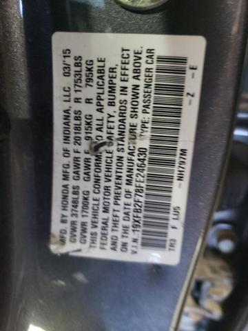 2015 HONDA CIVIC SE - 19XFB2F78FE246430