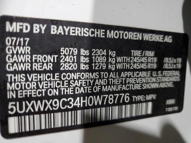 2017 BMW X3 XDRIVE2 - 5UXWX9C34H0W78776