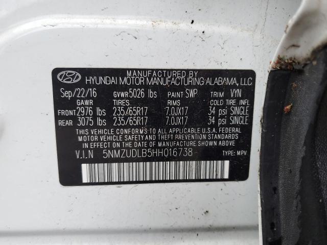 2017 HYUNDAI SANTA FE S - 5NMZUDLB5HH016738