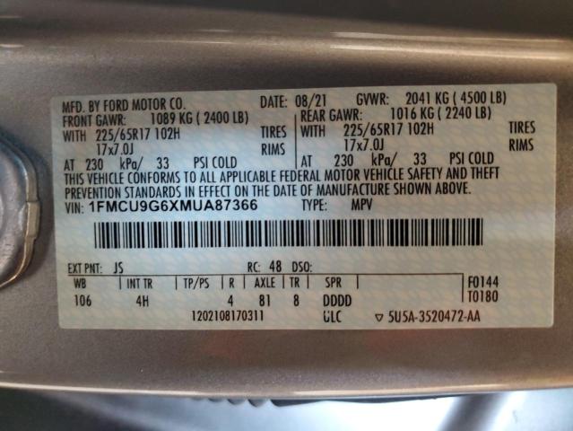 2021 FORD ESCAPE SE - 1FMCU9G6XMUA87366
