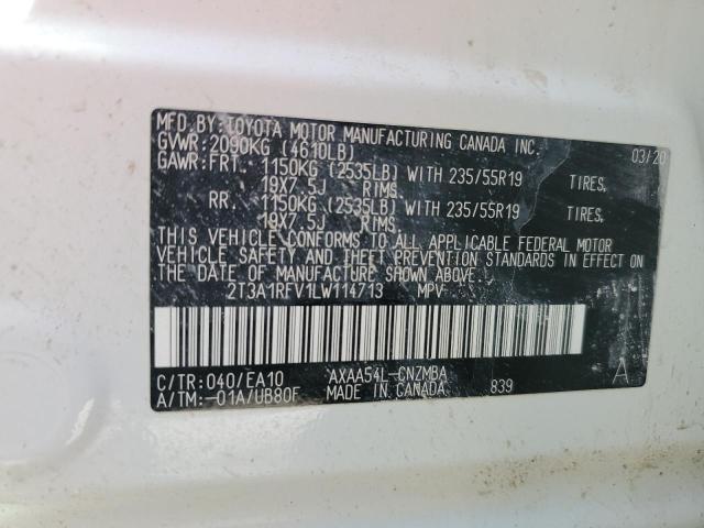2020 TOYOTA RAV 4 2T3A1RFV1LW114713