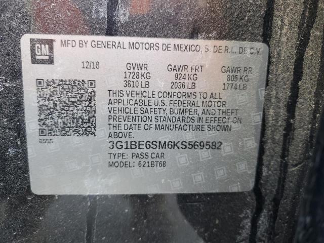 2019 CHEVROLET CRUZE LT - 3G1BE6SM6KS569582