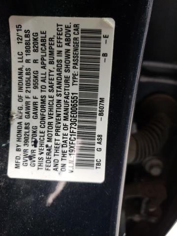 2016 HONDA CIVIC EXL 19XFC1F73GE006551