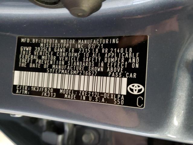 2021 TOYOTA COROLLA LE - 5YFEPMAE6MP216627