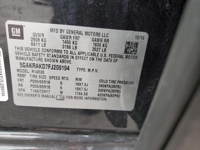 2015 BUICK ENCLAVE - 5GAKRAKD7FJ209194