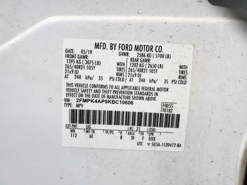 2019 FORD EDGE ST - 2FMPK4AP9KBC10606