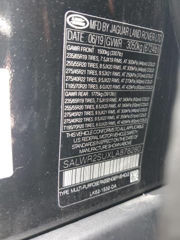 2020 LAND ROVER RANGE ROVE SALWR2SUXLA878280