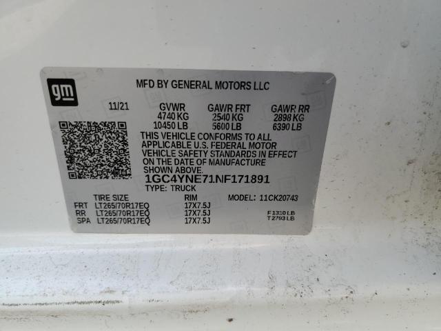 1GC4YNE71NF171891 2022 CHEVROLET ALL Models