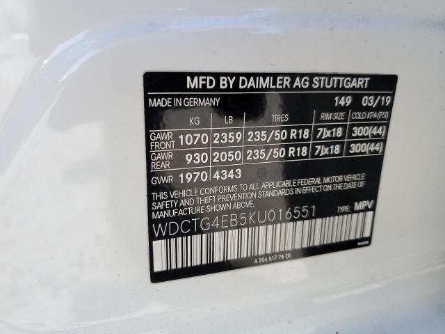 2019 MERCEDES-BENZ GLA 250 - WDCTG4EB5KU016551