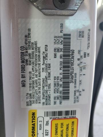 2017 FORD FUSION SE - 3FA6P0LU7HR236960