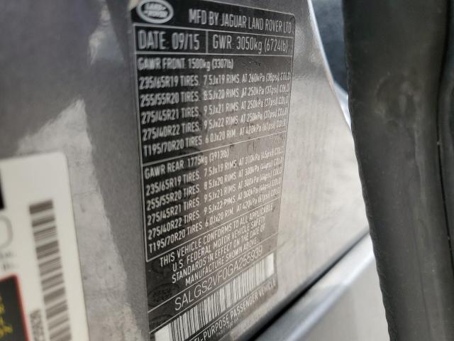 2016 LAND ROVER RANGE ROVE - SALGS2VF0GA255939