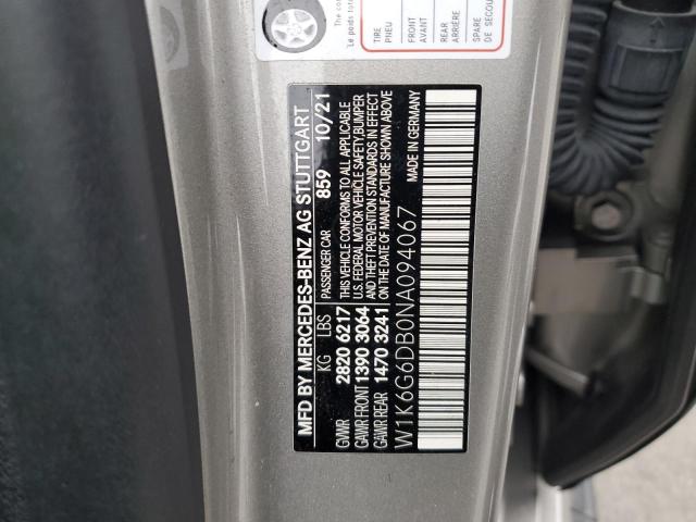 2022 MERCEDES-BENZ S 500 4MAT W1K6G6DB0NA094067