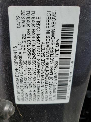 2022 HONDA PILOT SE 5FNYF5H23NB023656
