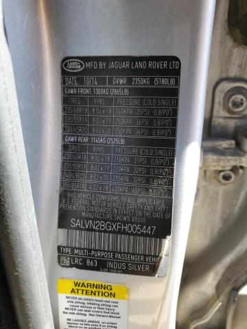 2015 LAND ROVER RANGE ROVE - SALVN2BGXFH005447