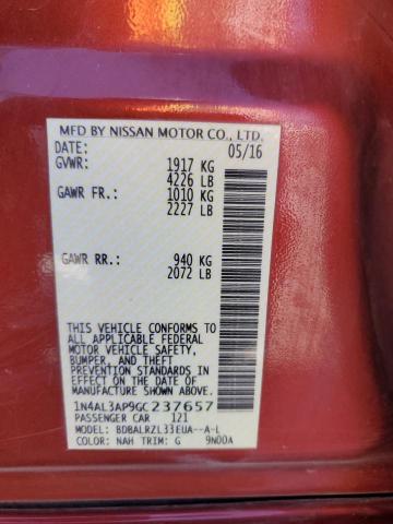 2016 NISSAN ALTIMA 2.5 - 1N4AL3AP9GC237657