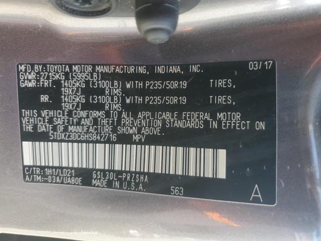 2017 TOYOTA SIENNA SE 5TDXZ3DC6HS842716