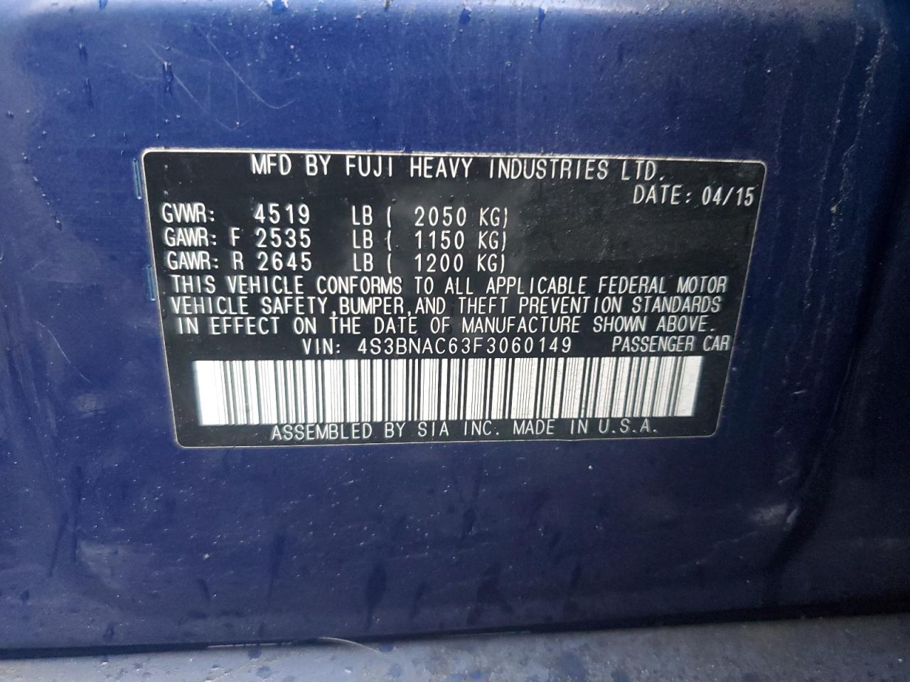 SUBARU LEGACY 2.5I PREMIUM