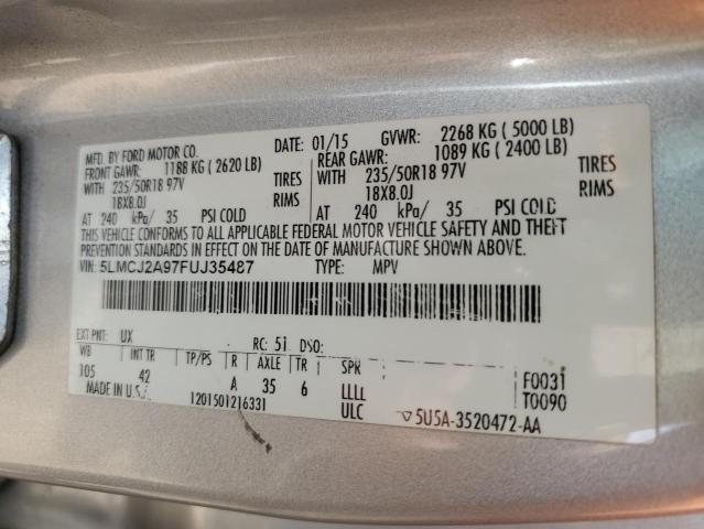 2015 LINCOLN MKC 5LMCJ2A97FUJ35487