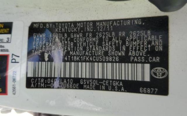 2012 TOYOTA CAMRY SE #3247450985