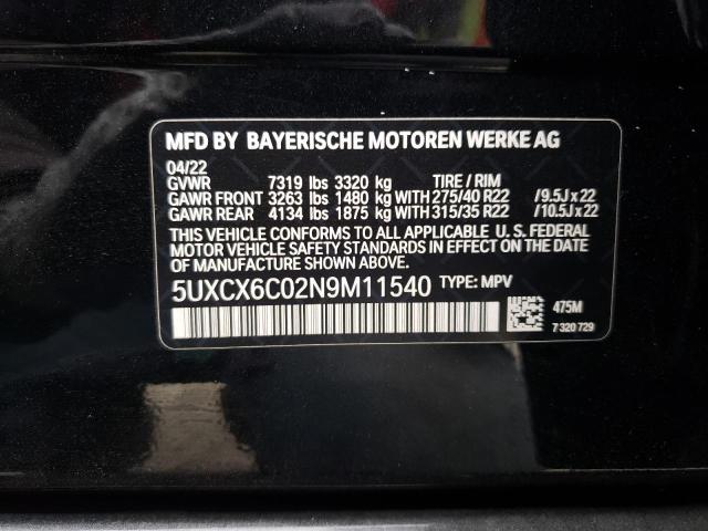 2022 BMW X7 M50I - 5UXCX6C02N9M11540