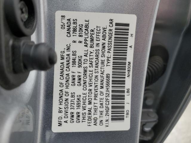 2018 HONDA CIVIC LX - 2HGFC2F52JH566689