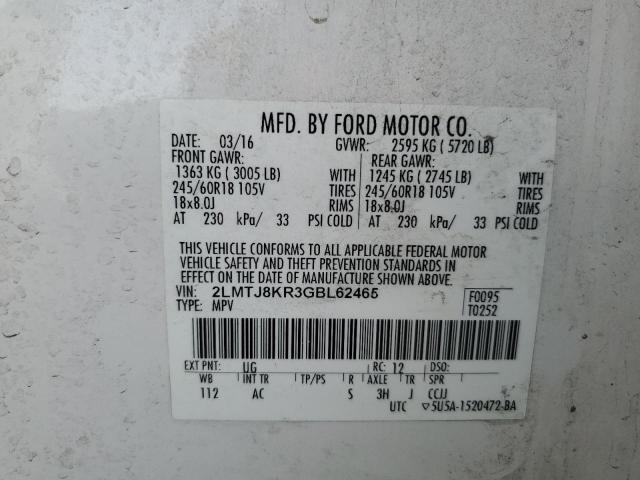 2016 LINCOLN MKX SELECT - 2LMTJ8KR3GBL62465