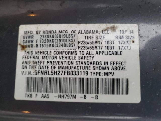 2015 HONDA ODYSSEY LX 5FNRL5H27FB033119