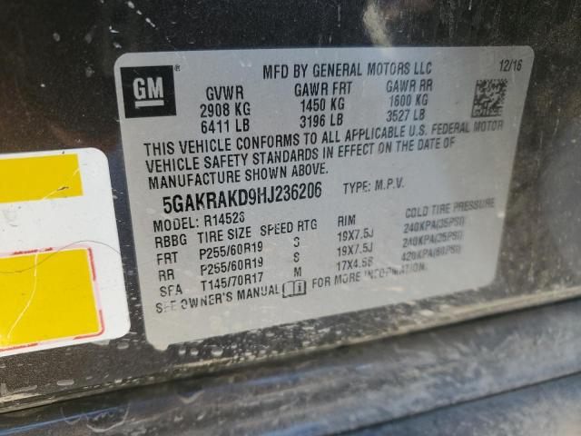 2017 BUICK ENCLAVE 5GAKRAKD9HJ236206