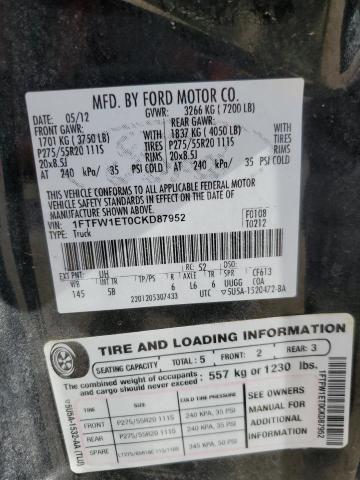 2012 FORD F150 SUPER - 1FTFW1ET0CKD87952