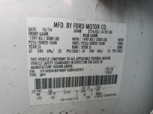 2015 FORD EXPLORER L - 1FM5K8F89FGB02551