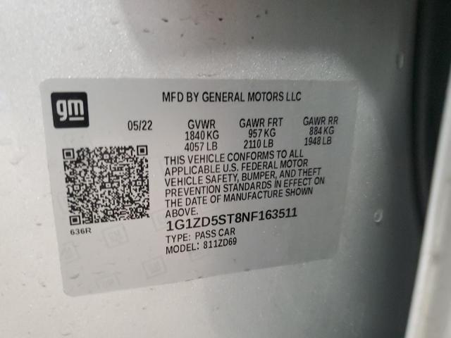 2022 CHEVROLET MALIBU LT 1G1ZD5ST8NF163511