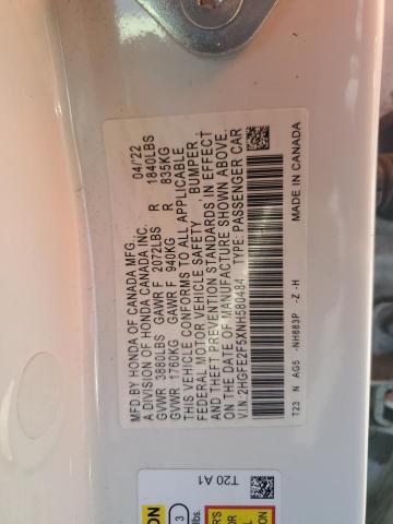 2022 HONDA CIVIC SPOR - 2HGFE2F5XNH580484