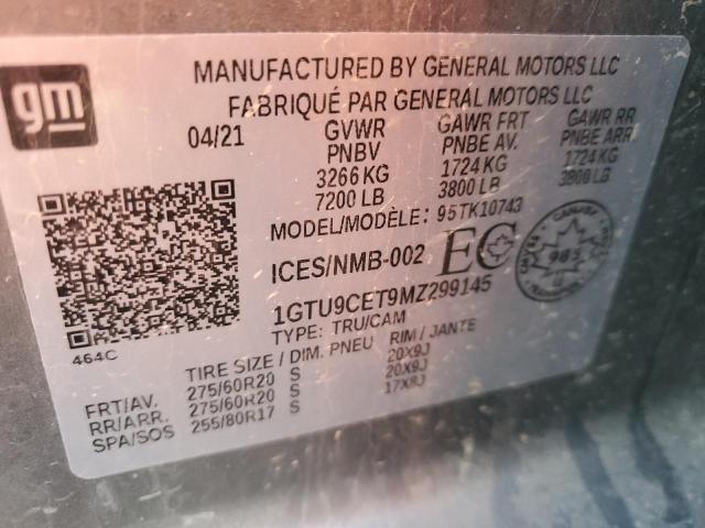 2021 GMC SIERRA K15 - 1GTU9CET9MZ299145