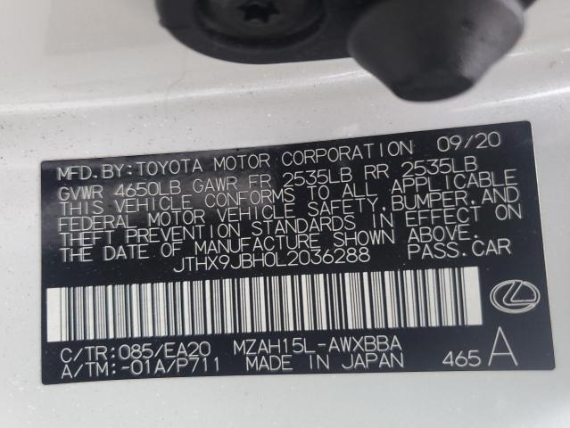 2020 LEXUS UX 250H - JTHX9JBH0L2036288