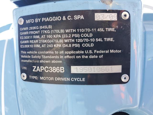 2009 VESPA LX 50 ZAPC386B195010661
