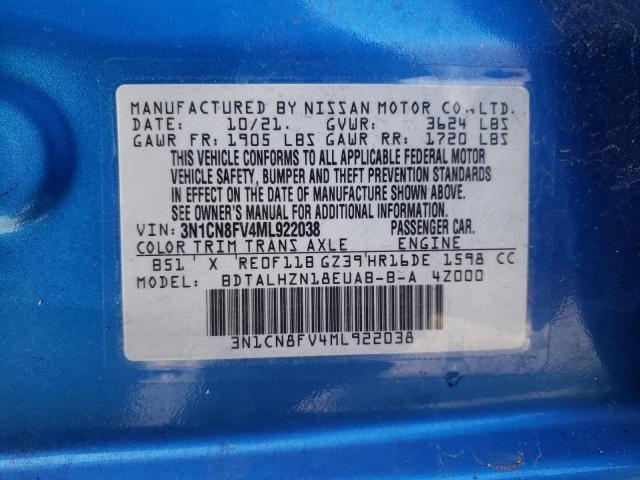2021 NISSAN VERSA SR - 3N1CN8FV4ML922038