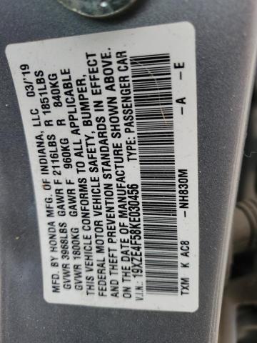 2019 HONDA INSIGHT EX 19XZE4F58KE030456