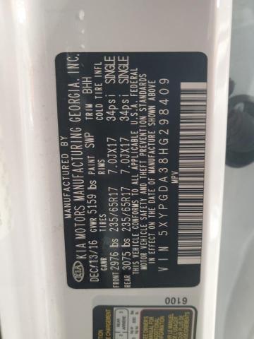 5XYPGDA38HG298409 2017 KIA SORENTO