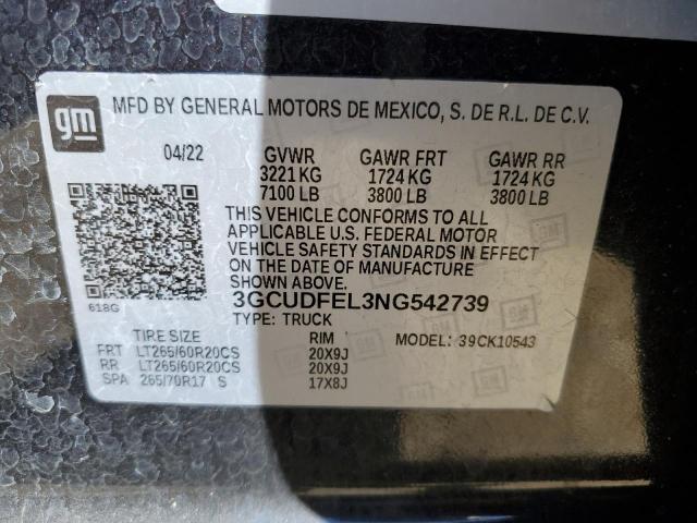 2022 CHEVROLET SILVERADO - 3GCUDFEL3NG542739