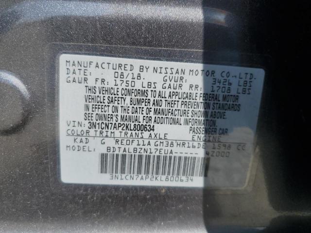 2019 NISSAN VERSA S - 3N1CN7AP2KL800634