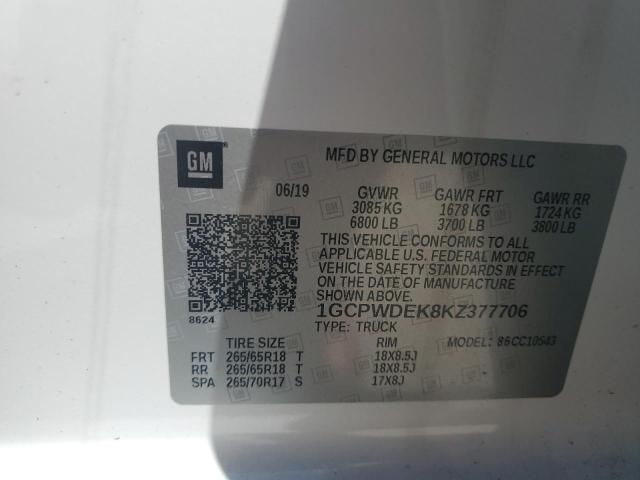 2019 CHEVROLET SILVERADO - 1GCPWDEK8KZ377706
