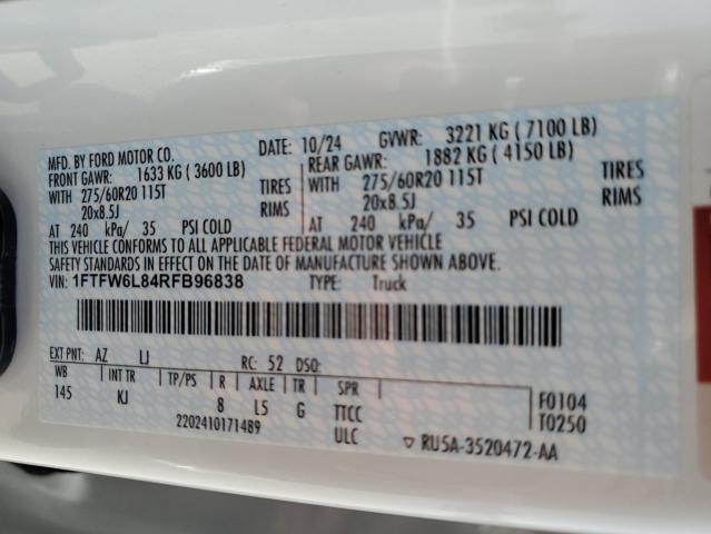 2024 FORD F150 KING 1FTFW6L84RFB96838