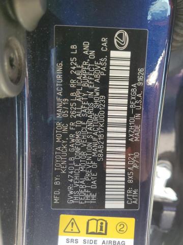 2019 LEXUS ES 300H 58AB21B17KU001239