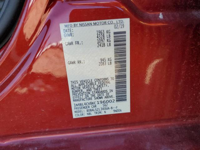 2019 NISSAN ALTIMA SR - 1N4BL4CV8KC196002
